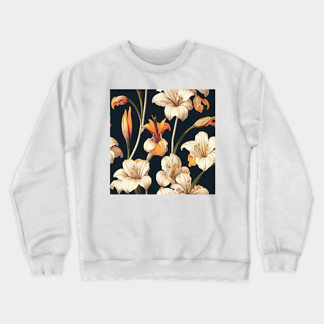 Daylily Rustic Vintage Botanical Style Crewneck Sweatshirt by VintageFlorals